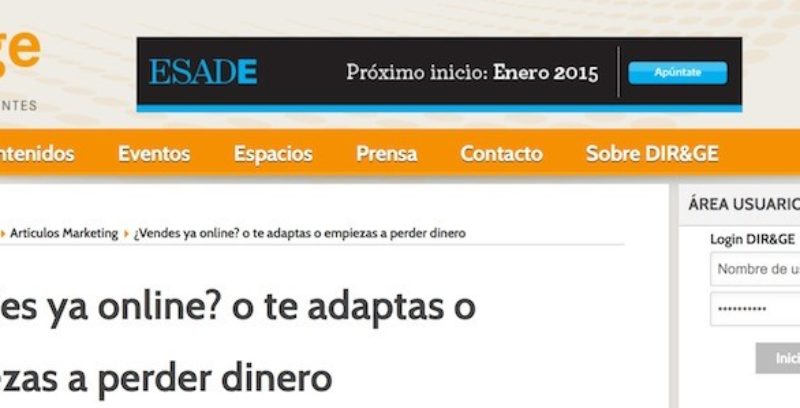 Artículo: "¿Vendes ya online? o te adaptas o empiezas a perder dinero"