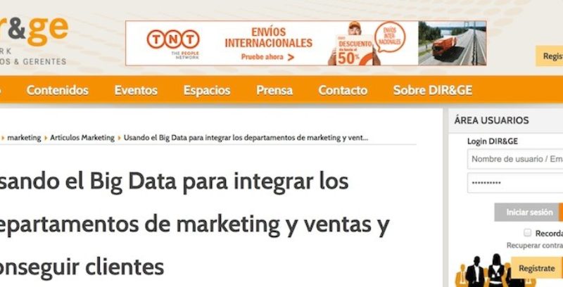 Artículo: “El Big Data para integrar los departamentos de tu empresa"