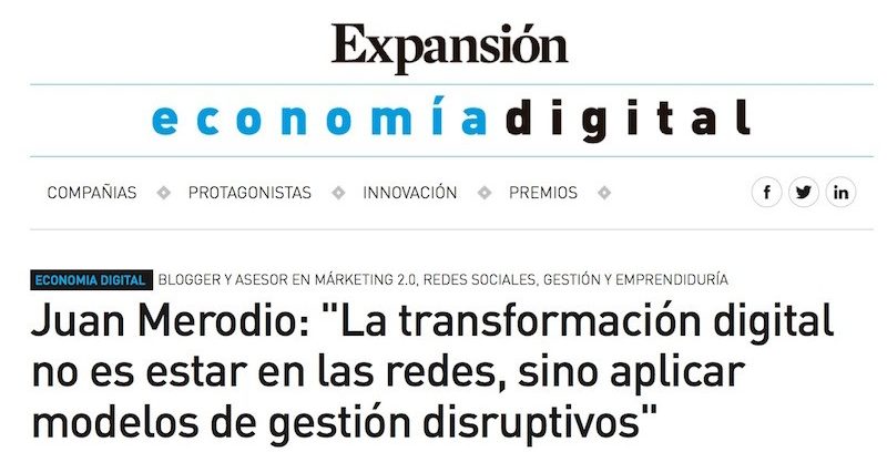Artículo: “La transformación digital aplica una gestión disruptiva"
