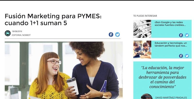 Artículo: «Fusión Marketing para PYMES: cuando 1+1 suman 5»