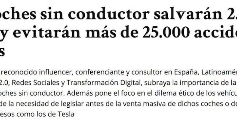 Artículo: “Los coches sin conductor evitarán más de 25k accidentes”