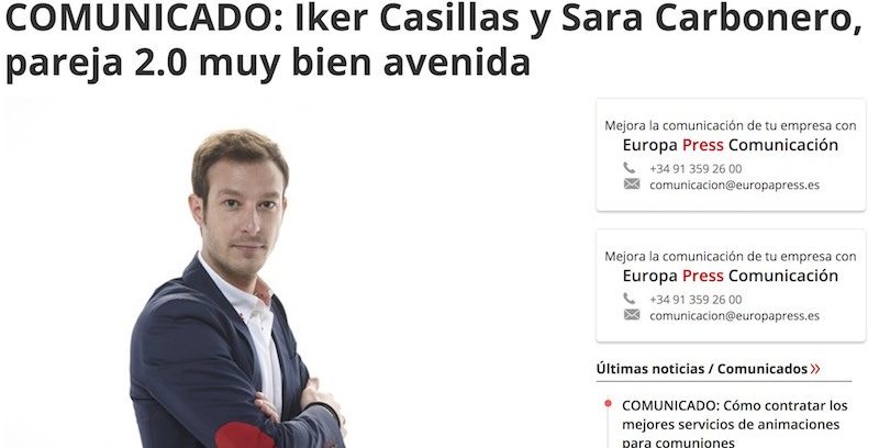 Artículo: “Iker Casillas y Sara Carbonero, pareja 2.0 bien avenida”